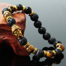 Bracciale con Budda Testa in Tono Oro Pietra Nera Fortunato Donna Uomo