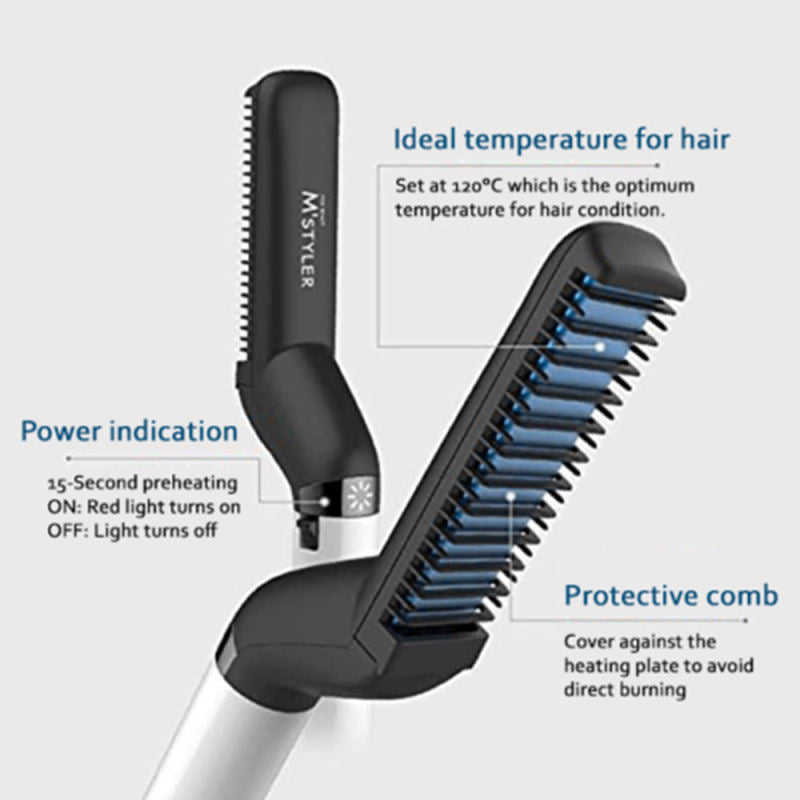 Quick Beard Straightener Multifunctional Hair Comb Curling Curler Show Cv