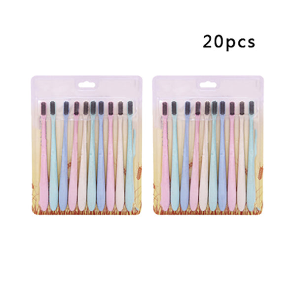 20X Wheat Straw Handle Bamboo Charcoal Soft Bristles Travel Toothbrush Ora RXB