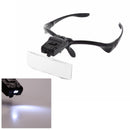 LED Head Light Magnifier Headband Headset Magnifying Glass Loupe 5 x Lens YM