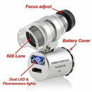 60x Pocket Magnifying Glass Microscope Loupe Loop Magnifier Jewelry LED Light YM