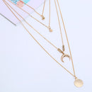 Women Multi-layer Chain Sequin Moon Pendant Crystal Choker Necklace Jew NEB