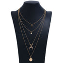 Women Multi-layer Chain Sequin Moon Pendant Crystal Choker Necklace Jew NEB