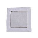 1x White Linen/Cotton Hemstitched Cocktail Napkins Cloth Coasters 15 x 15cm