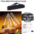9pcs BBQ Barbecue Tool Set Stainless Steel Grill Grilling Accessory With C BJX