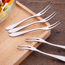 Stainless Steel Fruit Fork Two Teeth Prong Fork Dessert Cake Serving Flatw CYP