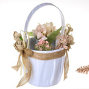 Romantic Bowknot Silk Cloth Wedding Ceremony Party Rose Flower Girl Bride Basket
