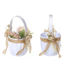 Romantic Bowknot Silk Cloth Wedding Ceremony Party Rose Flower Girl Bride Basket