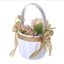 Romantic Bowknot Silk Cloth Wedding Ceremony Party Rose Flower Girl Bride Basket