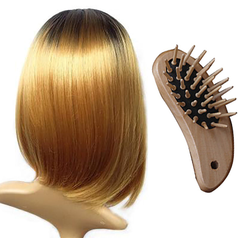 2pcs Bamboo Hair Brush Pneumatic Health Care Massage Comb Spherical Woode MYD