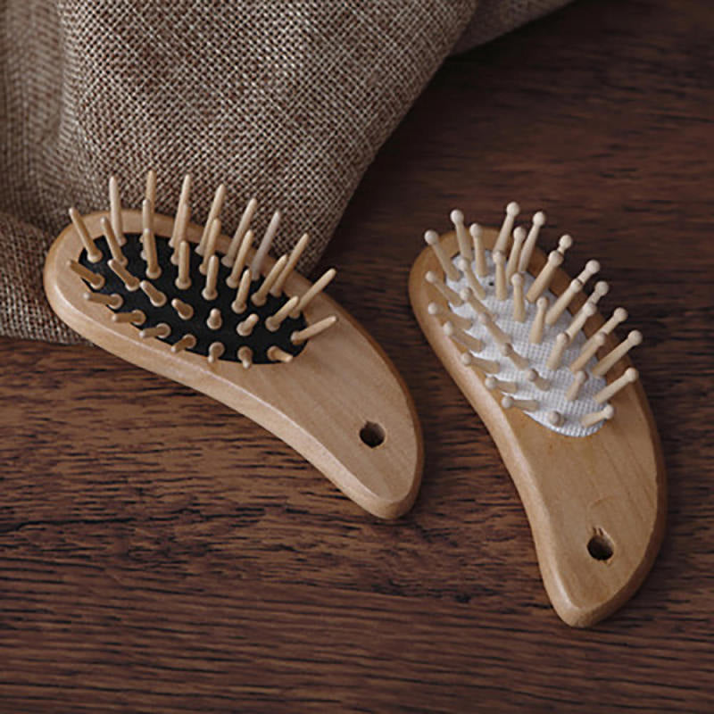 2pcs Bamboo Hair Brush Pneumatic Health Care Massage Comb Spherical Woode MYD