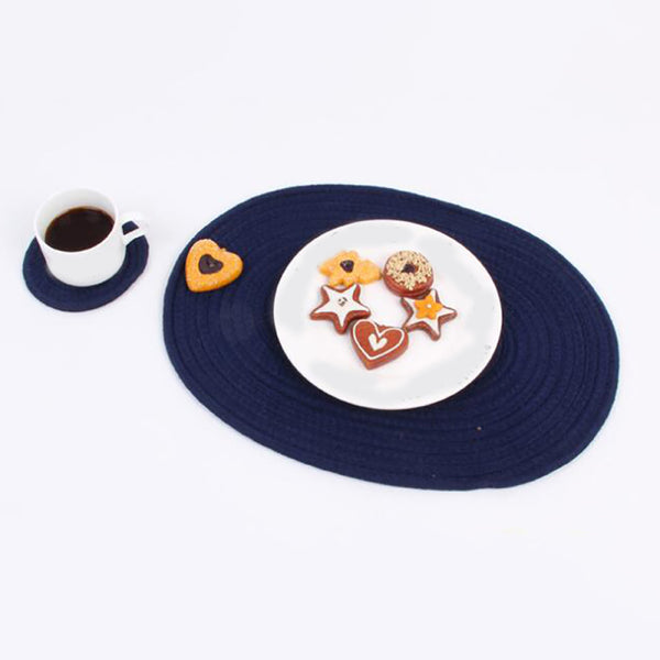 4pcs Round Dining Table Place Mats Cotton Braided Non Slip Placemats Prot HCK