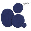 4pcs Round Dining Table Place Mats Cotton Braided Non Slip Placemats Prot HCK
