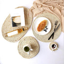 4pcs Dining Table Round Placemats Natural Corn Peel Woven Place Mats JBW