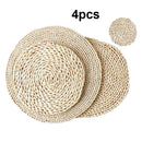 4pcs Dining Table Round Placemats Natural Corn Peel Woven Place Mats Ant ZPC