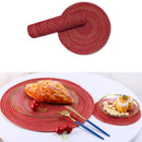 4pcs Round Cotton Weave Placemat Dining Table Mat Disc Pads Insulation Bo WUE