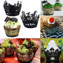36pcs Black Halloween Hollow Cake Paper Cup Liners Baking Cupcake Wrappers CVF