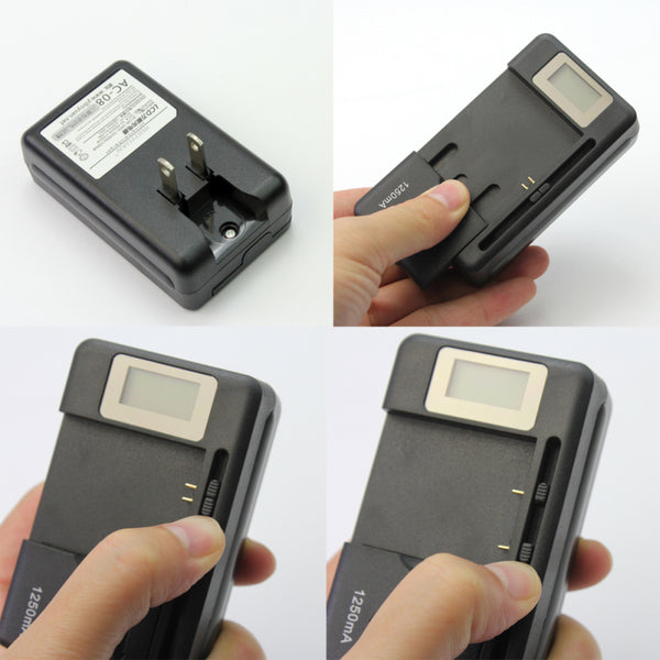 Universal Wall LCD Indicator Travel Battery Charger For Cell Mobile Phone Black