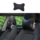 1x Travel Car Seat Head Neck Rest Leather Cushion Pad HeadRest Bone Pillow Black