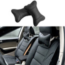 1x Travel Car Seat Head Neck Rest Leather Cushion Pad HeadRest Bone Pillow Black