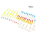 35X Soft Worm Fishing Baits + 10 Lead Jig Head Hooks Simulation Lures Tackle