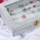 Compartments Earring Storage Case Velvet Jewelry Box Rings Organizer With Lid