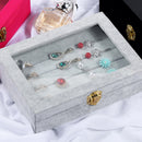Compartments Earring Storage Case Velvet Jewelry Box Rings Organizer With Lid