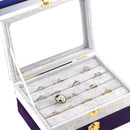 Compartments Earring Storage Case Velvet Jewelry Box Rings Organizer UMY
