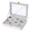 Compartments Earring Storage Case Velvet Jewelry Box Rings Organizer UMY