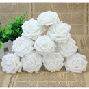10Pcs White Artificial Sponge Rose Flowers For Wedding Bouquet Home Decoration
