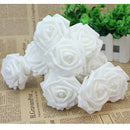 10Pcs White Artificial Sponge Rose Flowers For Wedding Bouquet Home Decoration