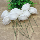 10Pcs White Artificial Sponge Rose Flowers For Wedding Bouquet Home Decoration