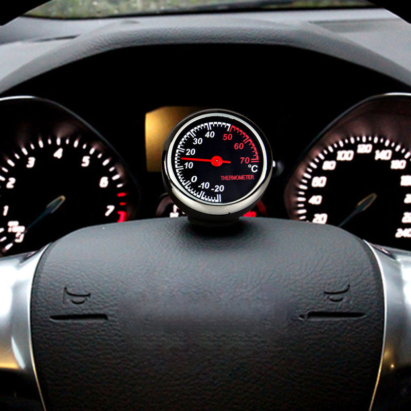 Mini Auto Car Quartz Hygrometer Time Clock Temperature Thermometer