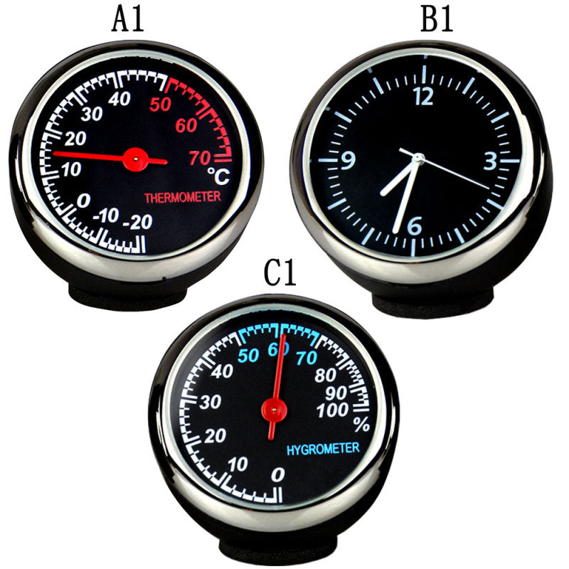Mini Auto Car Quartz Hygrometer Time Clock Temperature Thermometer