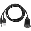 1M USB AUX Adapter Socket 3.5mm Jack Car Dashboard Mounted Extension Cable