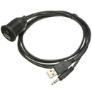 1M USB AUX Adapter Socket 3.5mm Jack Car Dashboard Mounted Extension Cable