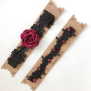2* Garter Lace Stockings Wedding Accessory Red Rose Garter Sexy thigh Be TUP