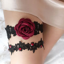2* Garter Lace Stockings Wedding Accessory Red Rose Garter Sexy thigh Be TUP