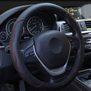 Car 38CM Steering Wheel Cover PU Leather Non-Slip Black With Red Usefulness UFI