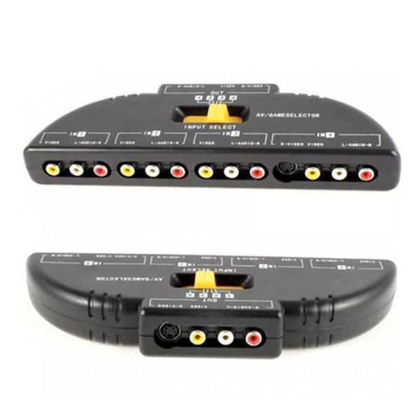 Game Splitter Selector Box Audio Video Switcher 4-Way RCA AV Remote Sel VFR