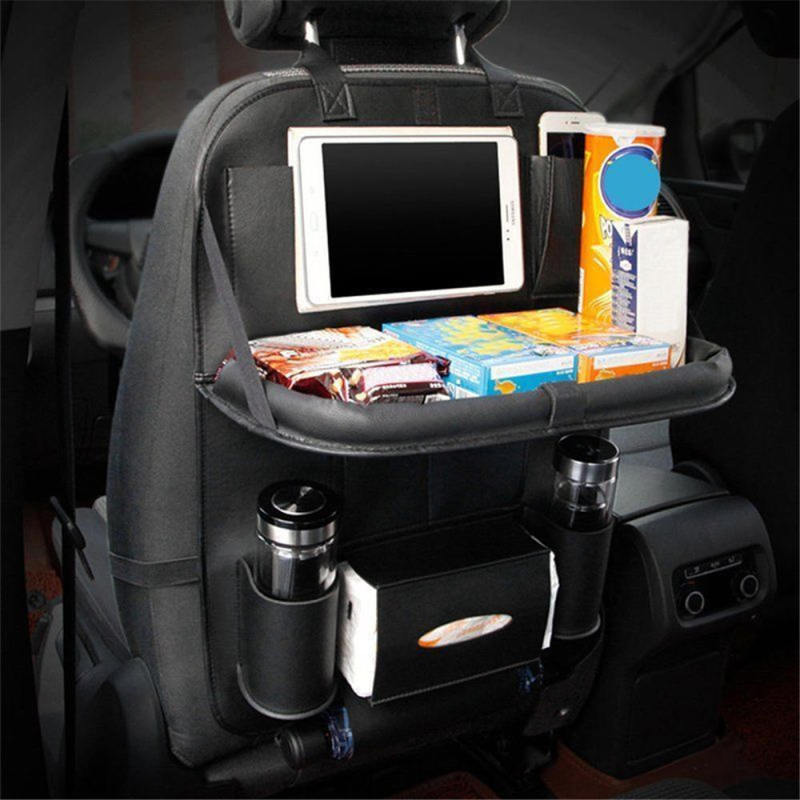 1x Car Seat Back shelf Organizer Bag iPad Phone Holder Multi-Pocket Leath VSG