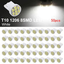 50x T10 White 8 SMD LED Car Side Wedge Interior Light Bulbs 1206 2825 1 GYK