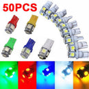 50pcs T10 color 5SMD Wedge Lamp 5050 LED Light Bulbs 12v 194 168 red blue TQT