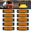 10Pcs Amber 24V 6 LED Side Marker Indicators Lights Lamp Car Truck Trailer PRD