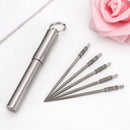 4x Reusable Non-toxic Titanium Toothpick + 1 Holder Case Box EDC Outdoor Tool