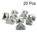 20pcs 20x20mm Gray Aluminum L Shaped Brace Corner Joint Right Angle Bracket XBS