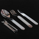 4Pcs Stainless Steel Fork Spoon Cutter Opener Set Kit Cutlery For Camping