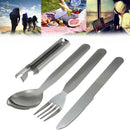 4Pcs Stainless Steel Fork Spoon Cutter Opener Set Kit Cutlery For Camping  UCM