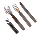 4Pcs Stainless Steel Fork Spoon Cutter Opener Set Kit Cutlery For Camping