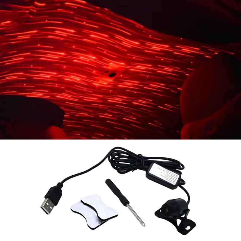 USB LED Car Atmosphere Lamp Interior Ceiling Ambient Star Red Light Projec IBH